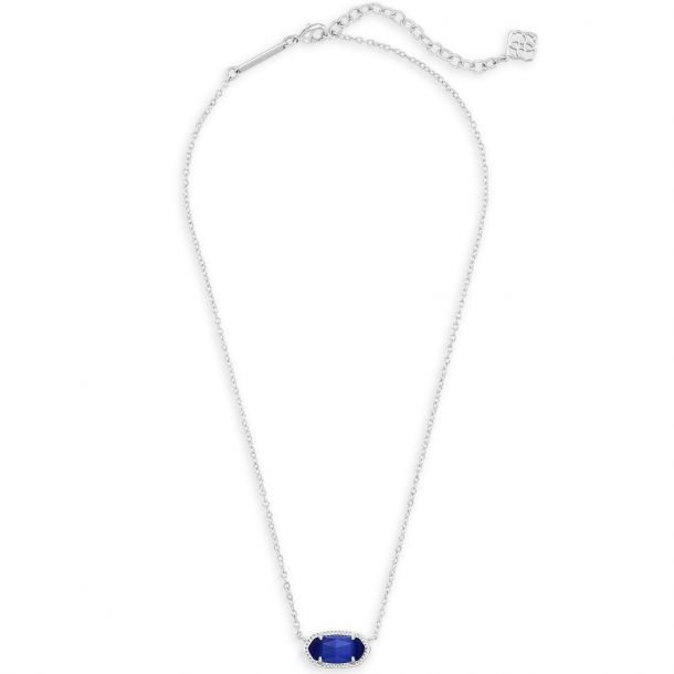 Fashion Jewelry Cobalt Cats Eye Rhodium Plated Kendra Scott Elisa Pendant Necklace for Women 