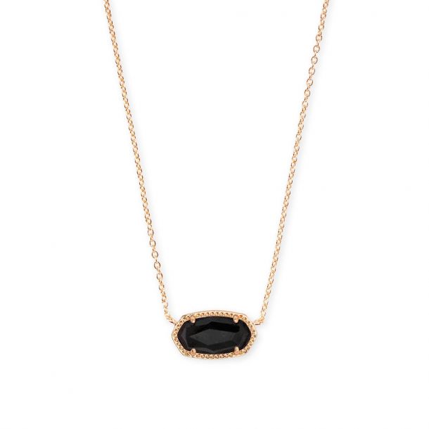 Kendra Scott Elisa Pendant Necklace In Black Granite Rose Gold Plated Reeds Jewelers