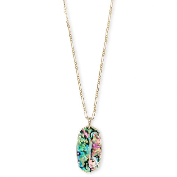 Kendra Scott Faceted Reid Long Pendant Necklace in Abalone Shell, Gold ...