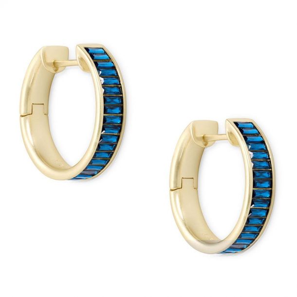Kendra Scott Jack Hoop Earrings in Peacock Blue Crystal, GoldPlated