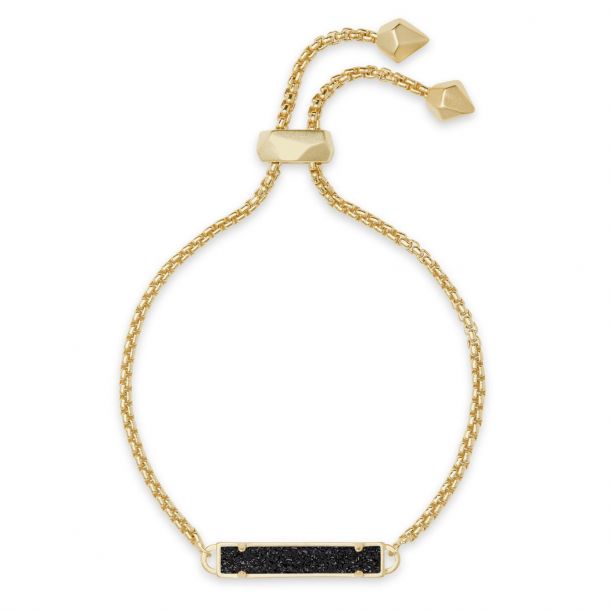 Details about   New Kendra Scott Stan Adjustable Chain Bracelet In Black Drusy Gold 
