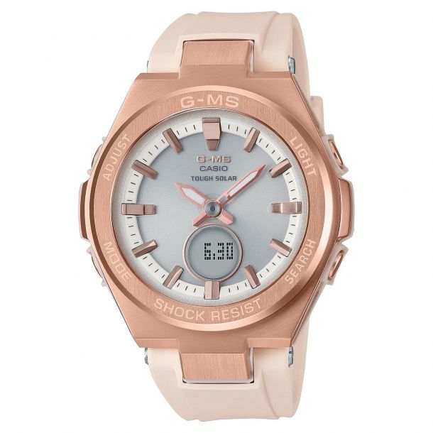 Ladies Casio Baby G G Ms Series Rose Gold Tone And Blush Resin Strap Watch Msgs0g 4a Reeds Jewelers