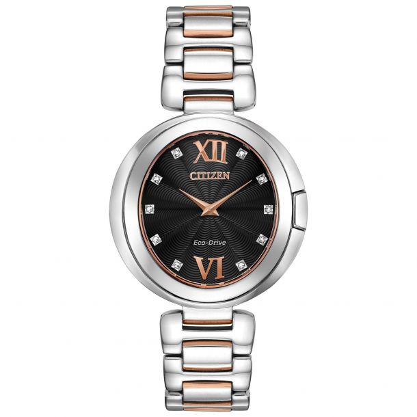 Ladies Citizen Eco Drive Capella Diamond Two Tone Watch Ex1516 52e Reeds Jewelers