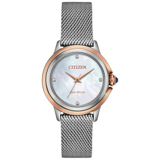 Ladies Citizen Eco Drive Ceci Diamond Two Tone Watch Em0796 59y Reeds Jewelers