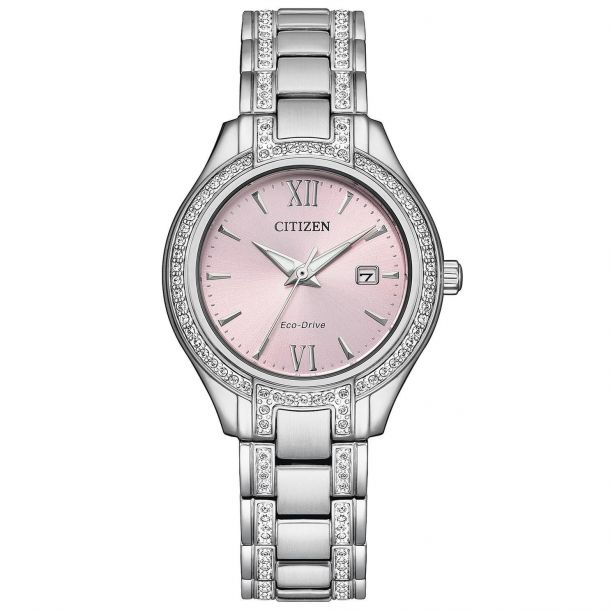 Ladies' Citizen Eco-Drive Silhouette Crystal Pink Dial Watch FE1230-51X |  REEDS Jewelers