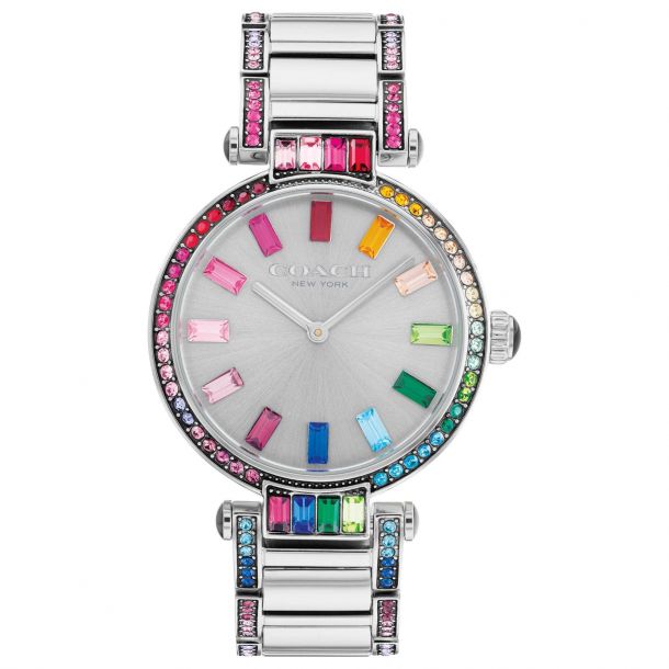 Ladies Coach Cary Rainbow Pave Stainless Steel Watch 14503835 Reeds Jewelers