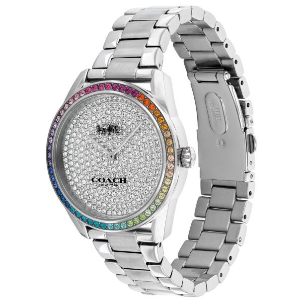 Ladies Coach The Preston Rainbow Crystal And Stainless Steel Bracelet Watch 14503658 Reeds Jewelers