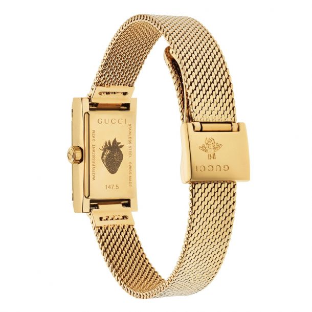 gucci g stainless steel and gold plated ladies watch