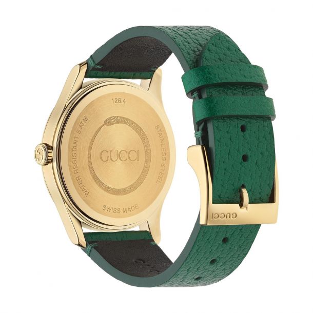 Ladies Gucci G Timeless Bee Green Leather Strap Watch Ya1264065 Reeds Jewelers
