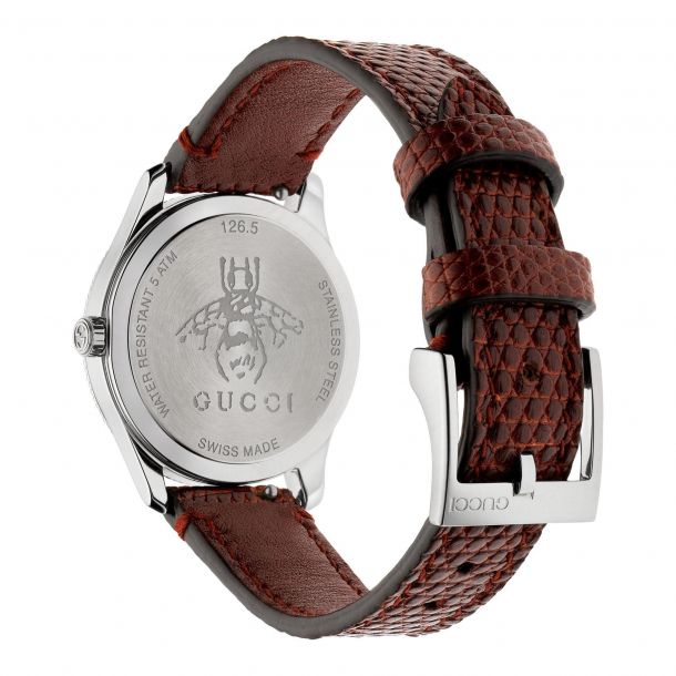 Ladies' Gucci G-Timeless Pink Diamond Dial Red Leather Strap Watch YA1265017  | REEDS Jewelers