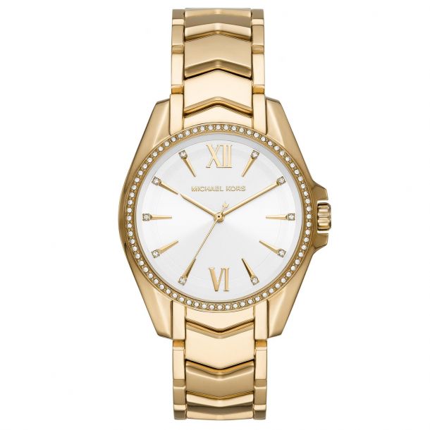 Ladies Michael Kors Whitney Gold Tone Stainless Steel Bracelet Watch Mk6693 Reeds Jewelers