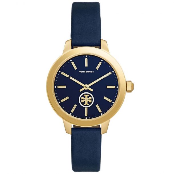 Ladies' Tory Burch Collins Navy Leather Strap Watch TBW1203 REEDS