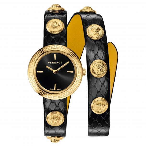 versace leather strap ladies watch