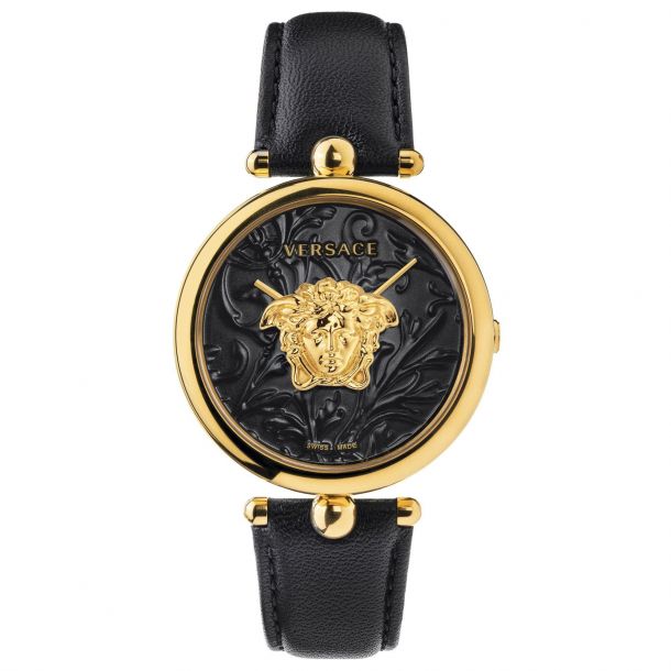 versace leather strap ladies watch