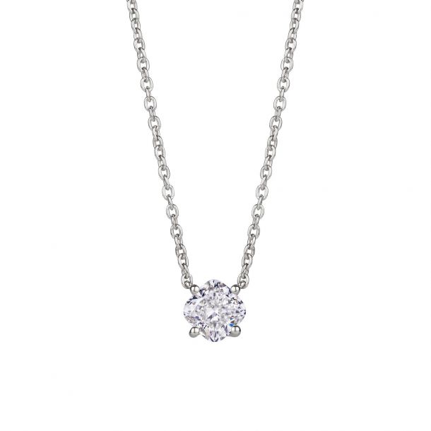Diamond Necklace with Cushion Sterling Silver Pendant POLAR LIGHT Diamonds Jewelry for Woman