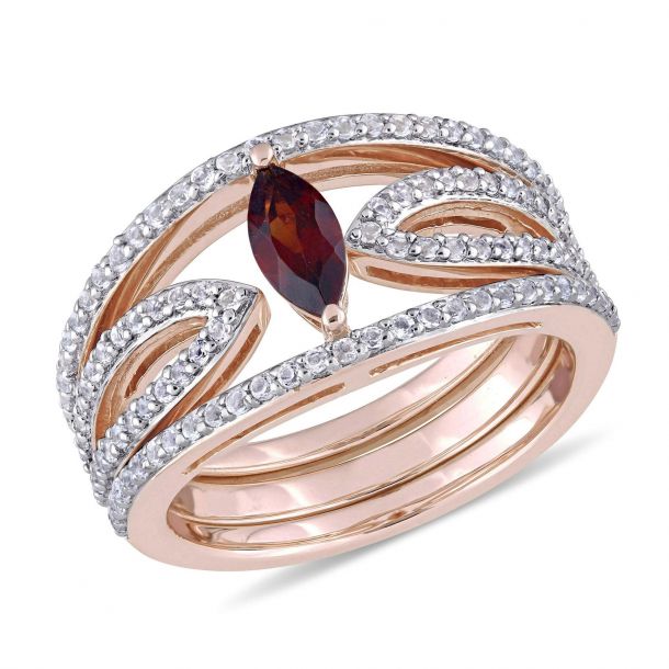 Angelina Jewelry Shop Fashion Women Pink & White Topaz Gemstone Silver Ring 7 