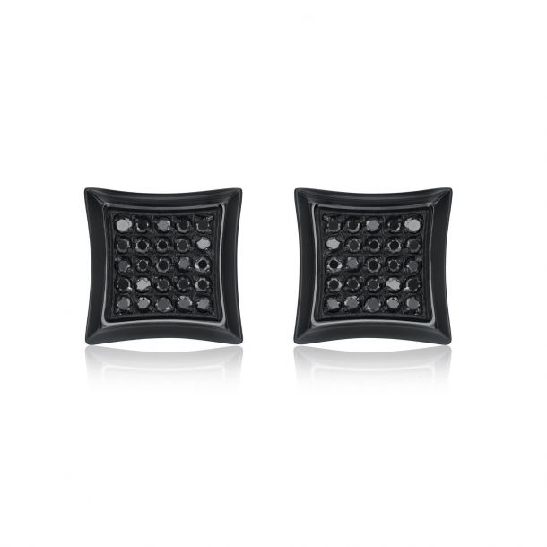 Stud M Square Black and White Earrings