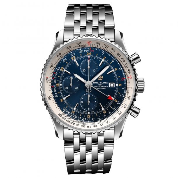 Breitling Navitimer Chronograph GMT 46 on Black Leather Strap