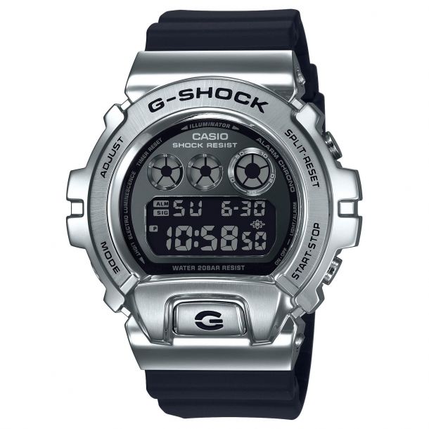 Men S Casio G Shock 25th Anniversary Limited Edition Digital Stainless Steel And Black Resin Strap Watch Gm6900 1 Reeds Jewelers