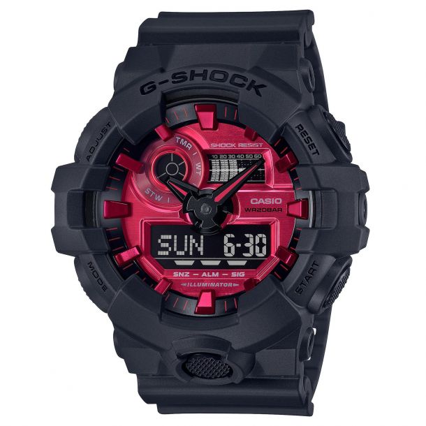 Men's Casio GShock Adrenalin Red Series AnalogDigital Black Resin