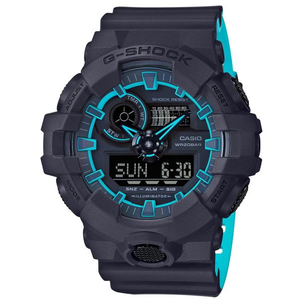 Men's Casio GShock AnalogDigital Layered Neon Color Watch GA700SE1A2