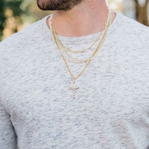 Crucifix Two-Tone Religious Pendant 