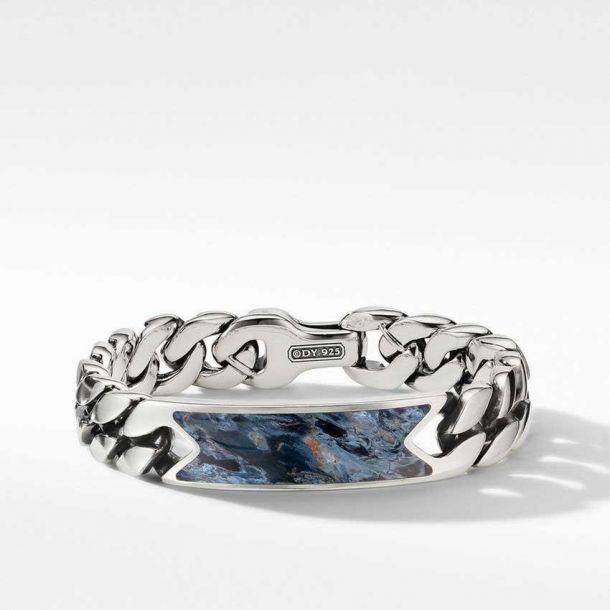 Men's David Yurman Curb Chain ID Bracelet with Pietersite, 14.5mm