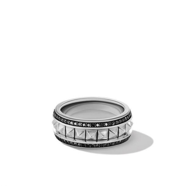 Size 8 West Coast Jewelry Solid Titanium with Black and CZ Stone Band Ring Size 8 West Coast Jewelry Solid Titanium with Black and CZ Stone Band Ring