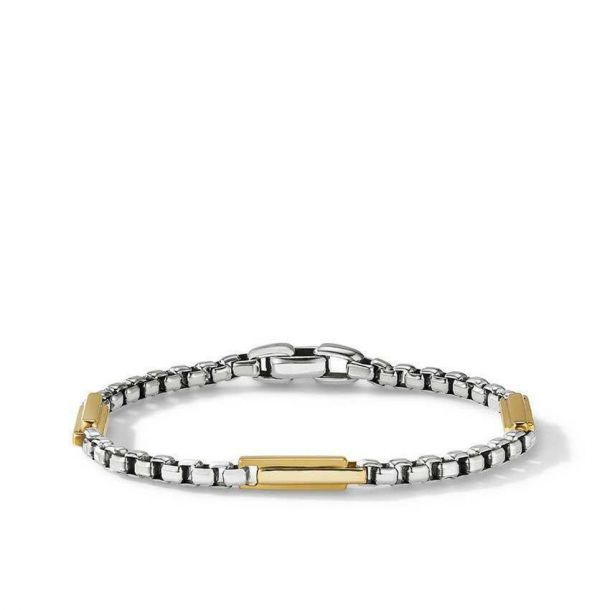 Station Box Chain Bracelet with 18k 