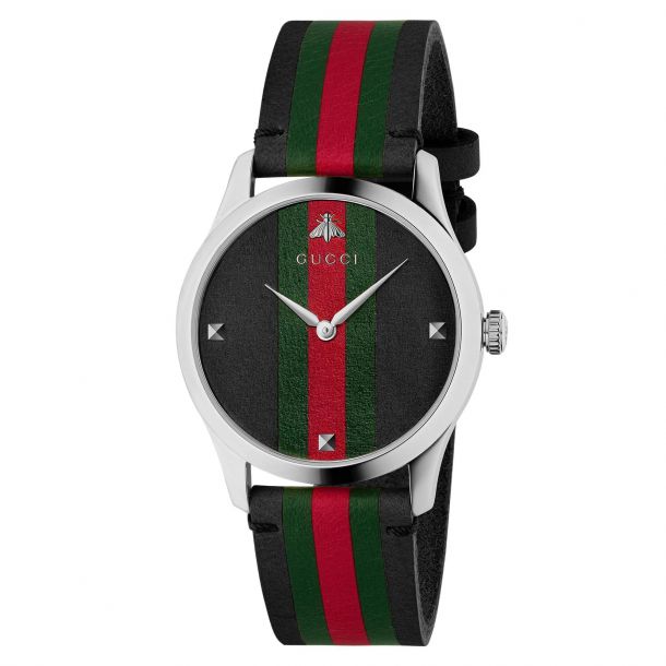 Green and Red Striped Nylon Watch 