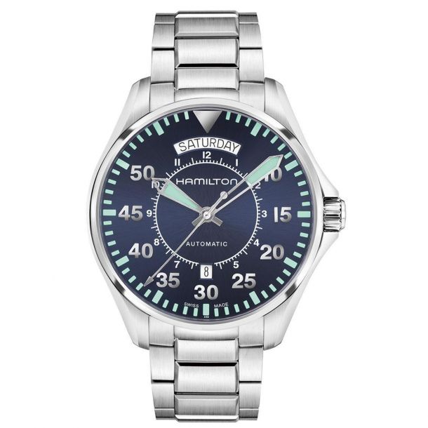 Men S Hamilton Khaki Aviation Pilot Day Date Auto Watch H64615145 Reeds Jewelers