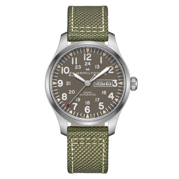 Men S Hamilton Khaki Field Day Date Automatic Watch H70535081 Reeds Jewelers