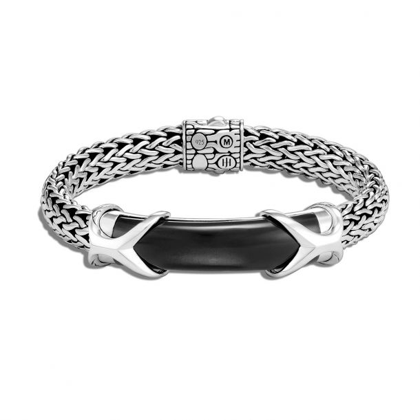 Men's John Hardy Asli Classic Chain Link 10.5mm Black Onyx Station