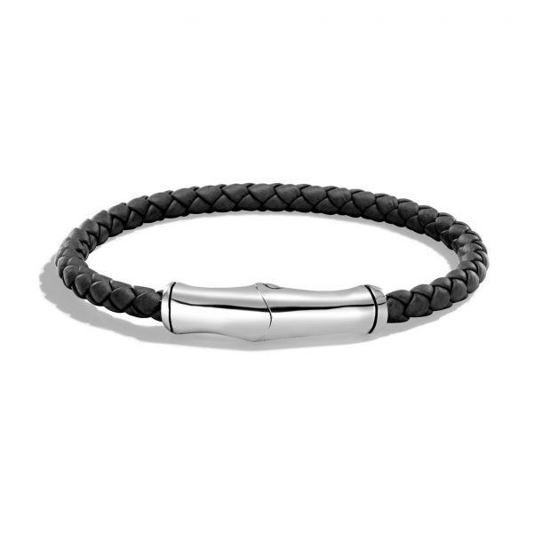 Men's John Hardy Bamboo Woven Black Leather Bracelet - Medium | REEDS ...
