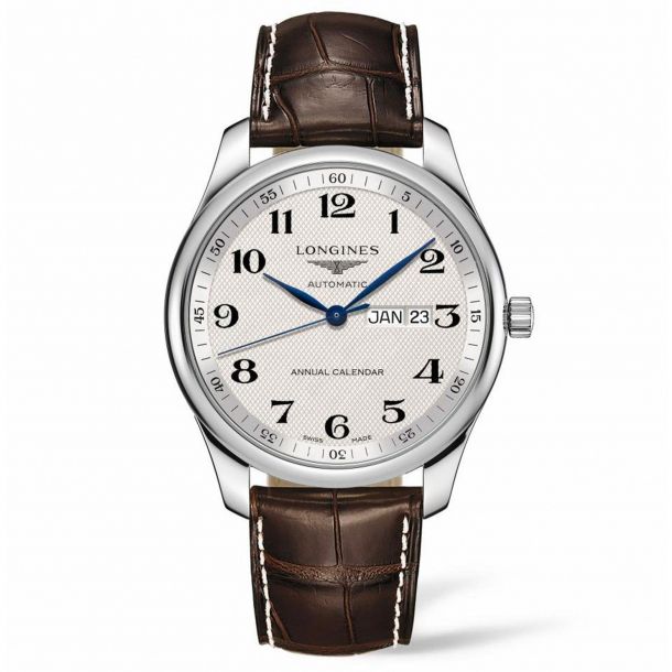 Men's Longines Master Collection Automatic Blue-Tone Steel Hands Brown  Leather Strap Watch L29204783 | REEDS Jewelers