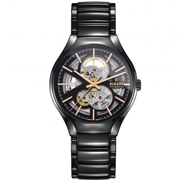 Men's Rado True Automatic Open Heart Black Ceramic Watch R27100162