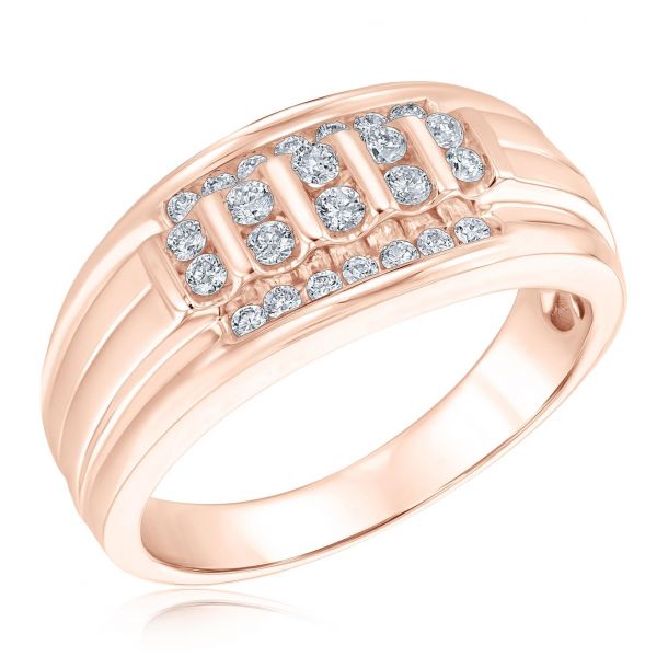 Men S Rose Gold Diamond Multi Row Band 1 2ctw Reeds Jewelers