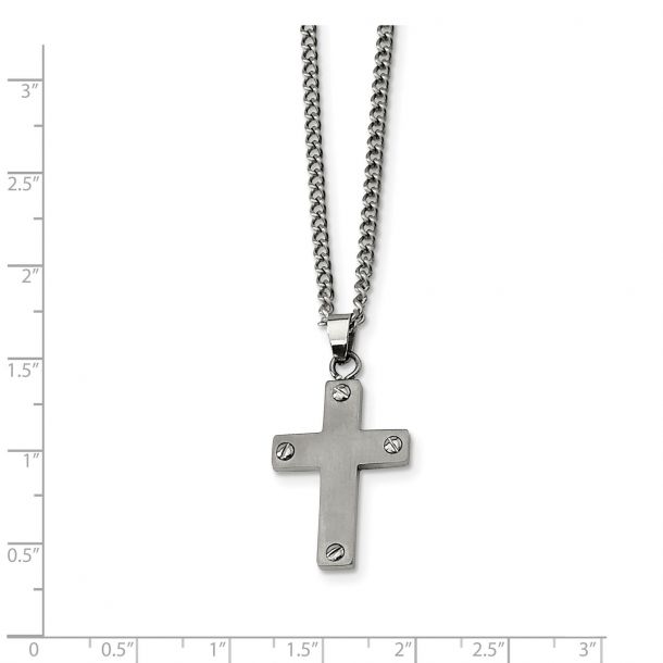 Men's Titanium Cross Pendant Necklace 