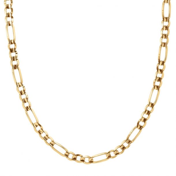 Men's Yellow Gold Concave Figaro Chain 