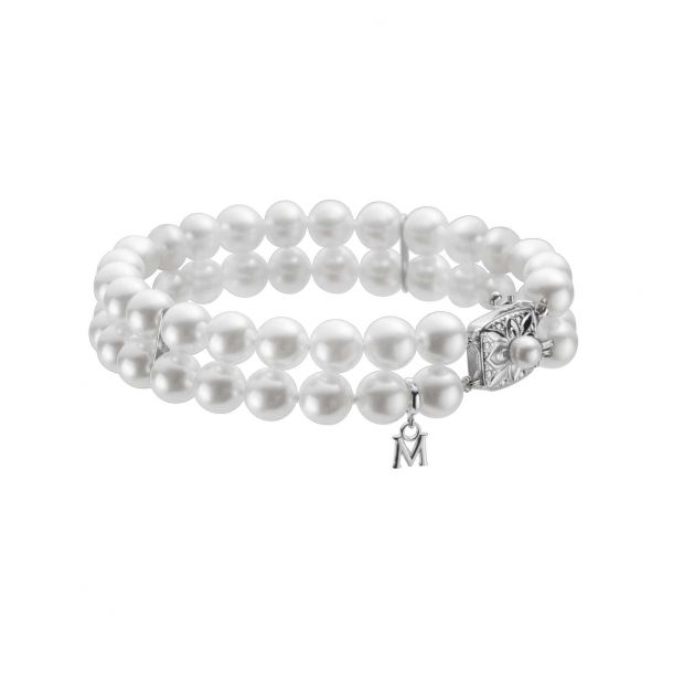 Mikimoto Double Strand Cultured Pearl Bracelet Pearl/ Gold
