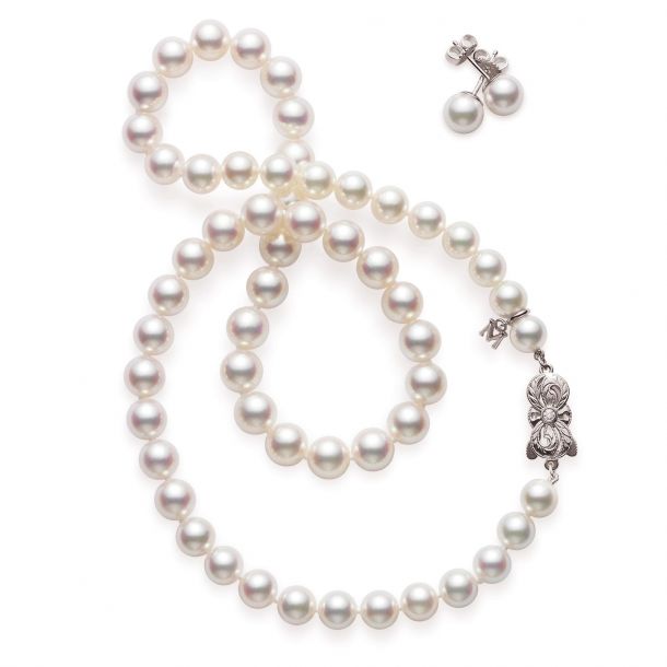 Mikimoto 8mm Akoya Pearl Stud Earrings \u0026 Necklace Set
