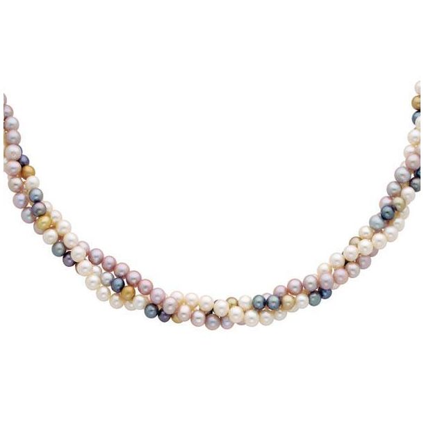 Freshwater Multi-Color Coin Pearl Lariat 18 Necklace14k Yellow Gold 