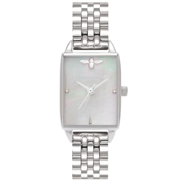 Olivia Burton Bee Hive Grey Mother Of Pearl Dial Stainless Steel Bracelet Watch Ob16bh03 Reeds Jewelers