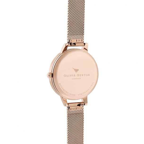 Olivia Burton Wildflower Rose Gold Ion Plated Mesh Stainless Steel Strap Watch Ob16lp01 Reeds Jewelers