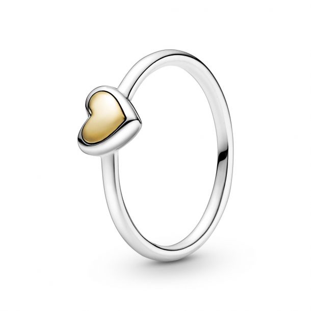Pandora Domed Golden Heart Ring | REEDS 
