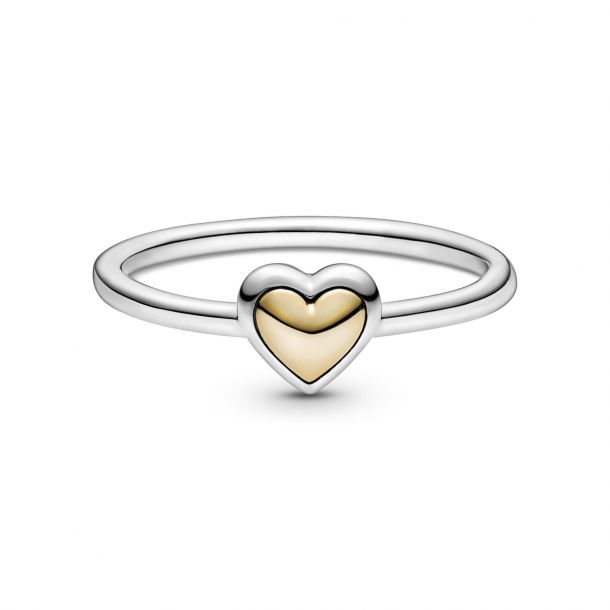 Pandora Domed Golden Heart Ring | REEDS 
