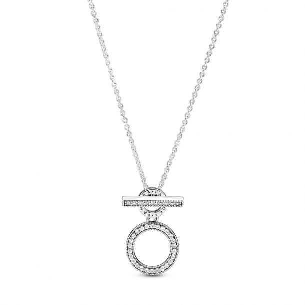 Pandora Double Hoop T-Bar Necklace 