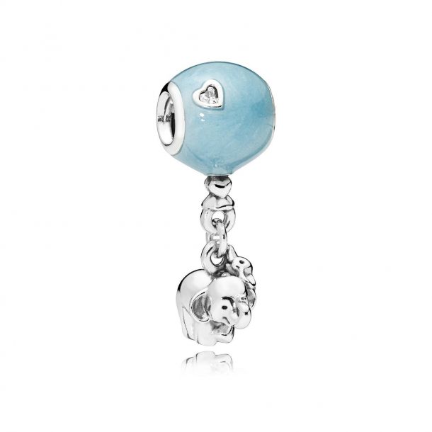 Pandora Elephant and Blue Balloon Dangle Charm, Blue Enamel & Clear Cubic Zirconia Pandora Elephant and Blue Balloon Dangle Charm, Blue Enamel & Clear Cubic Zirconia