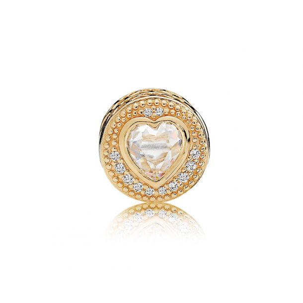 PANDORA ESSENCE COLLECTION Love Charm, 14k Yellow Gold & Clear Cubic  Zirconia