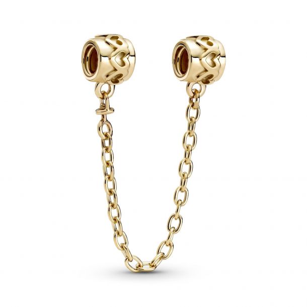 Pandora Gold Hearts Safety Chain Charm 